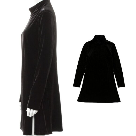 REFORMATION BLACK VELVET LIBRA KNIT DRESS X LARGE NWT - Picture 3 of 5